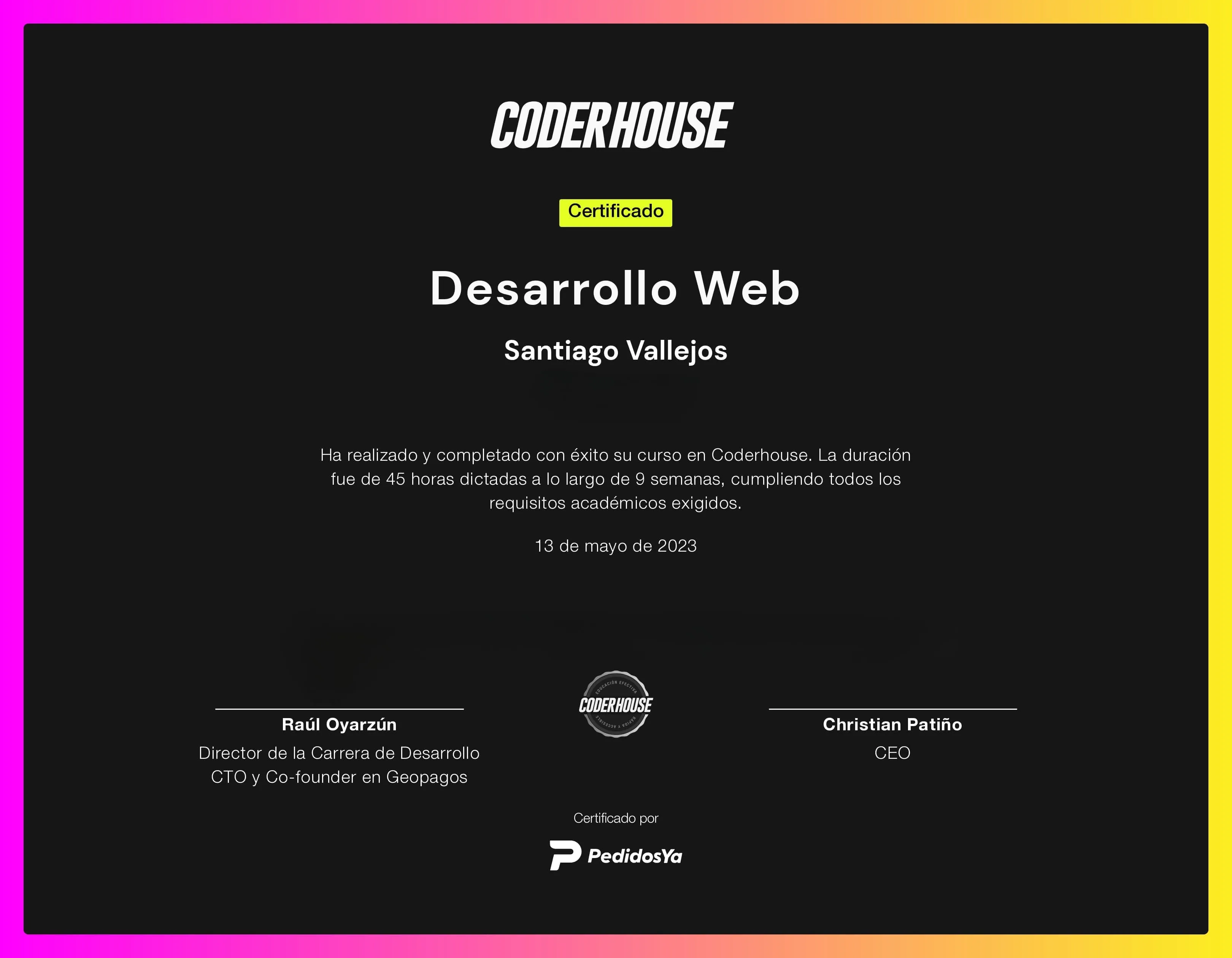 Certificado de CoderHouse