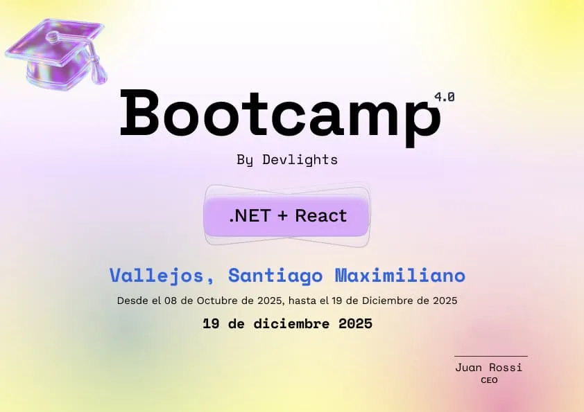 Certificado del Bootcamp 4.0 de Devlights