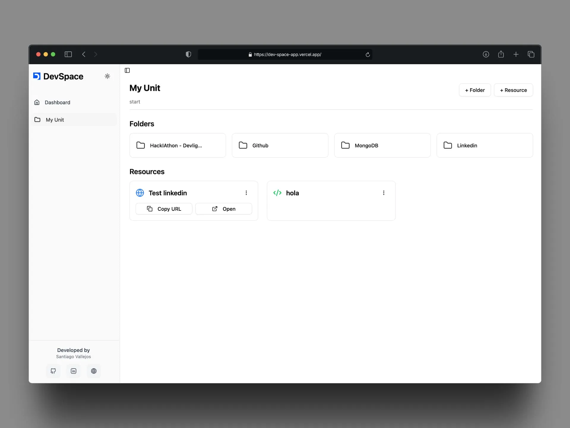 Panel de DevSpace